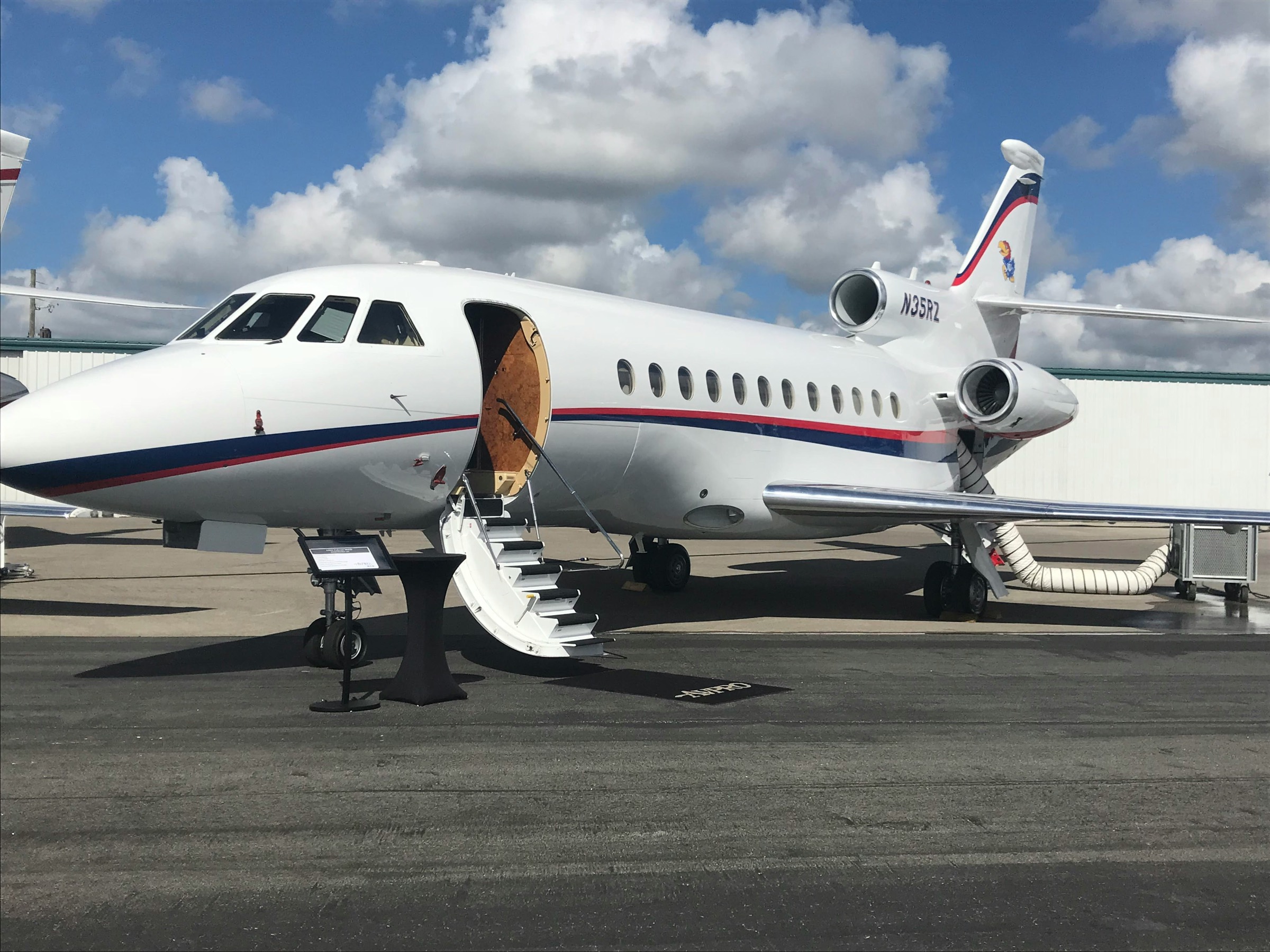 Business jet with its airstair door open