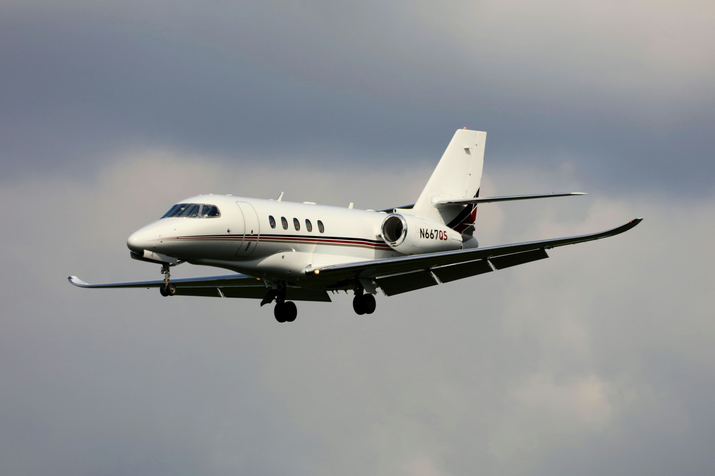 Business jet in flight